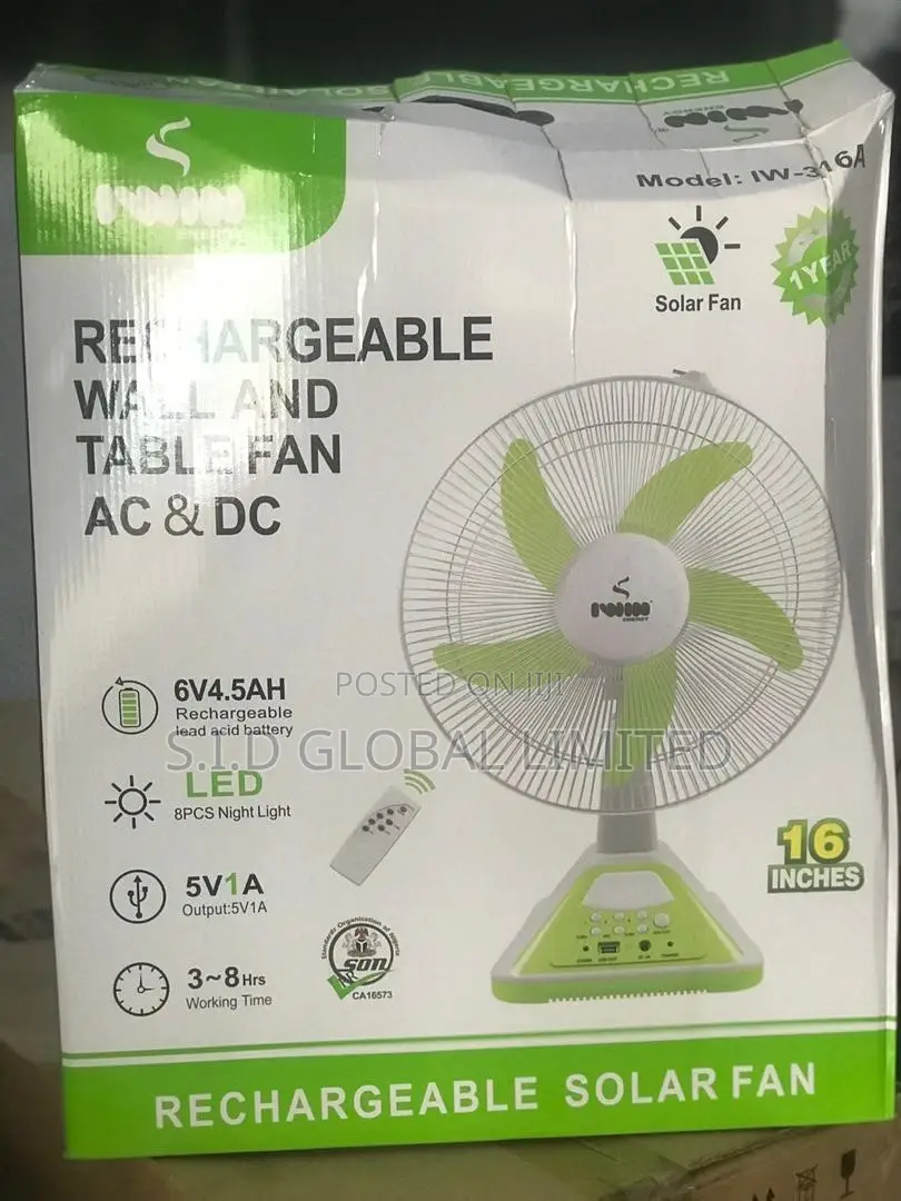 Proper Iwin Rechargeable Wall and Table Fan AC/DC 16 Inches