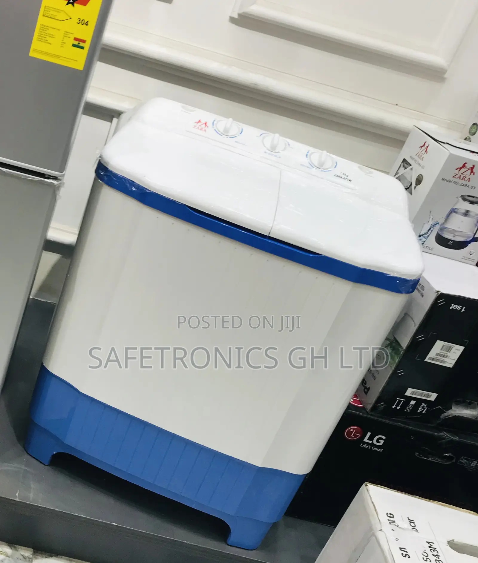 White/Blue Zara 7kg Topload Semi Automatic Washer