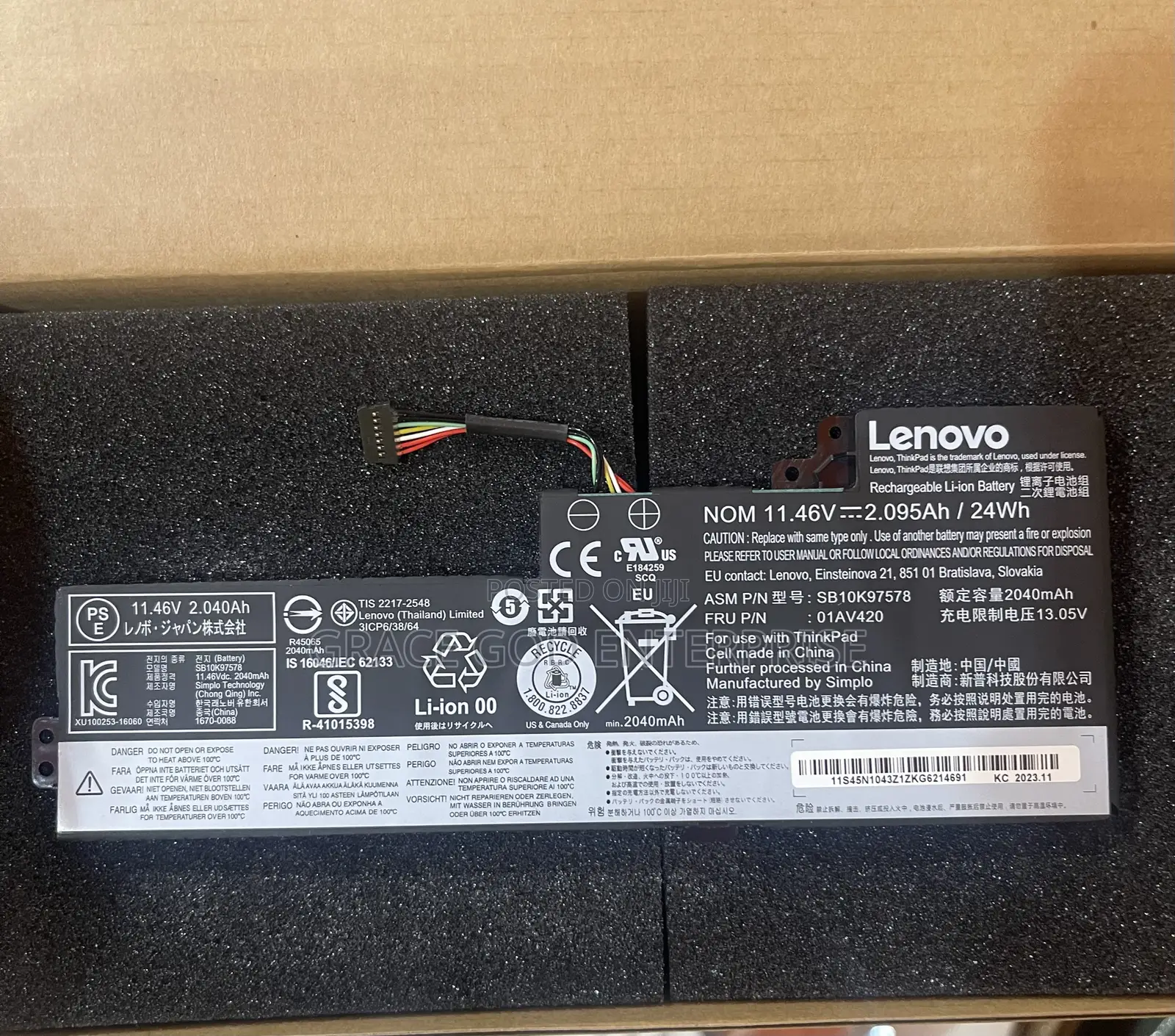 Original Lenovo Battery for T470 T480 01av421 01av419