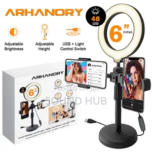 6" Ring Light Phone Selfie Holder Stand With 3 Lights
