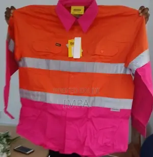 Bisley Work Shirt Orange/Pink; Taped