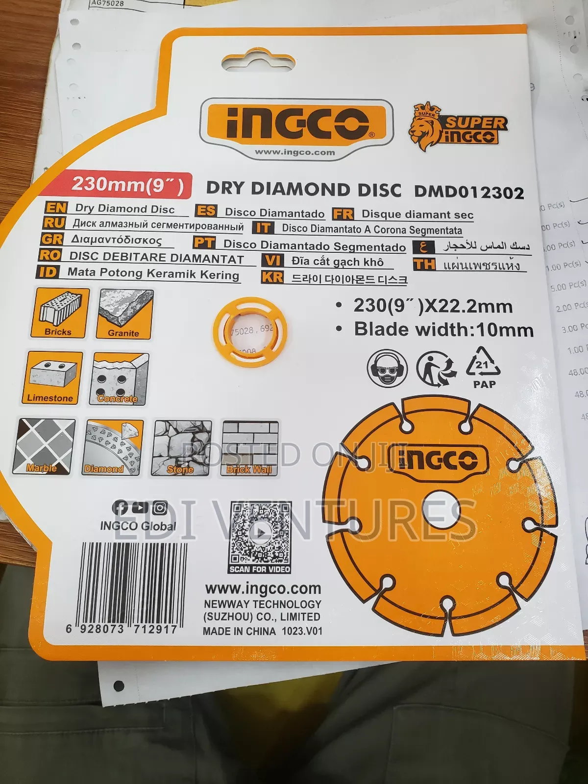 Ingco Dry Diamond Disc 9 Inches (Dmd012302)