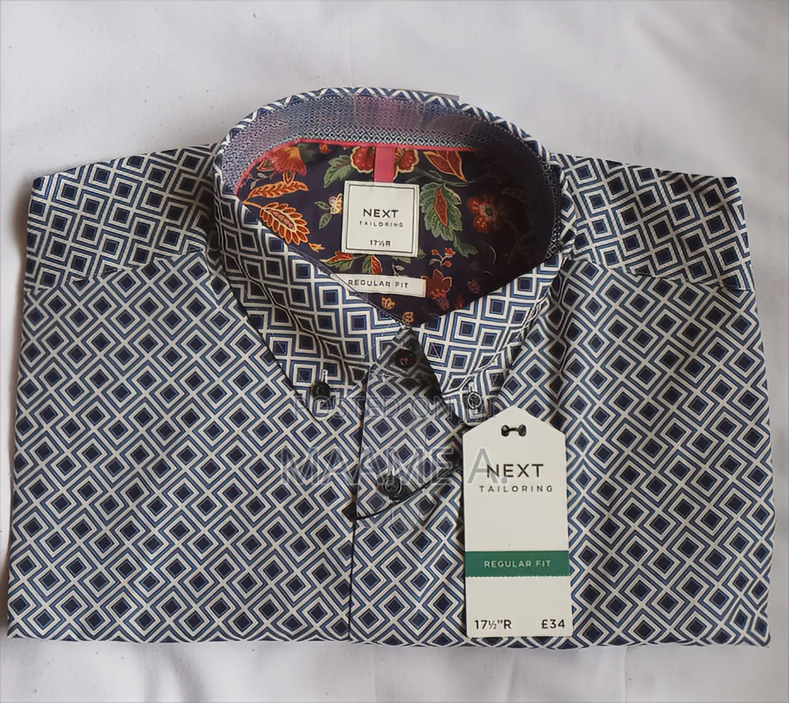 Original Next Navy Diamond Print Regular Fit