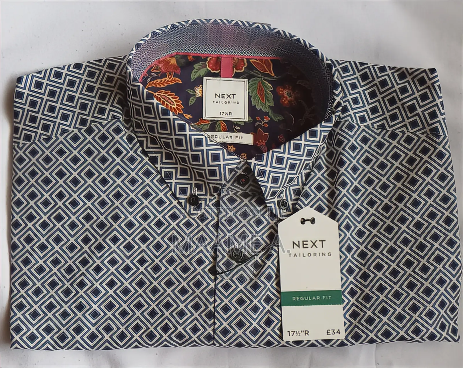 Original Next Navy Diamond Print Regular Fit