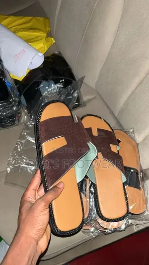 Brown Suede Hermes Slippers