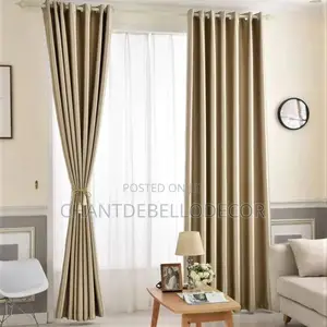 A Pair Of Silk Textured Sunblock Curtains 2 In 1(190ghc)