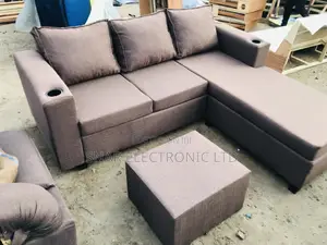Brown L Shape Sofas Plus Table