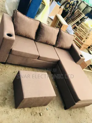 Stronger Brown L Shape Sofas Plus Table