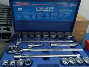 WESTWARD Socket Wrench Set: 3/4 in Drive Size, 21 Pieces, 7/