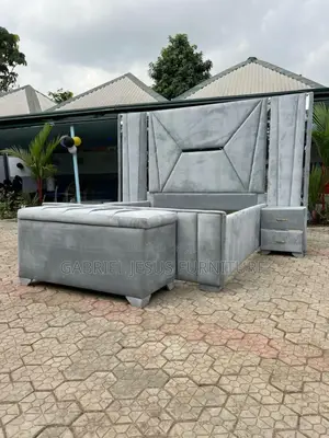 Super King Size Bed Frame With Side Drawers and Couch