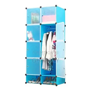 Collapsible 8 Cube Wardrobe With Shoe Racks Blue
