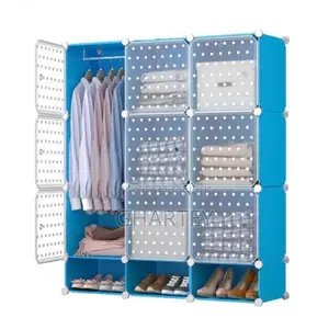 9 Cubes Foldable Wardrobe Blue