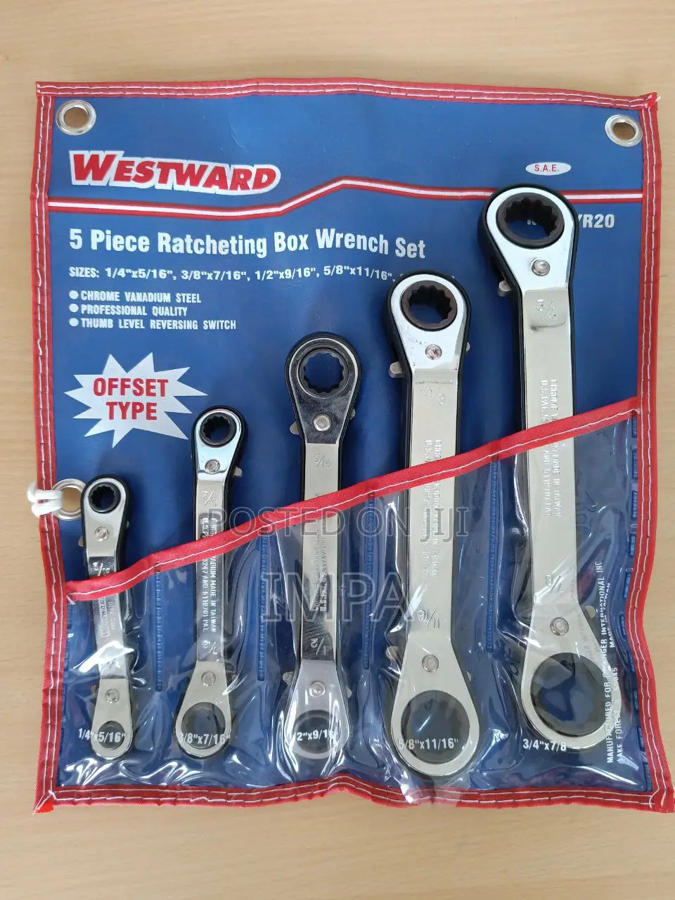 WESTWARD , Ratcheting Wrench Set Box Inch 5pc