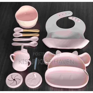 Silicon Baby Feeding Set, Colours Pink and Blue