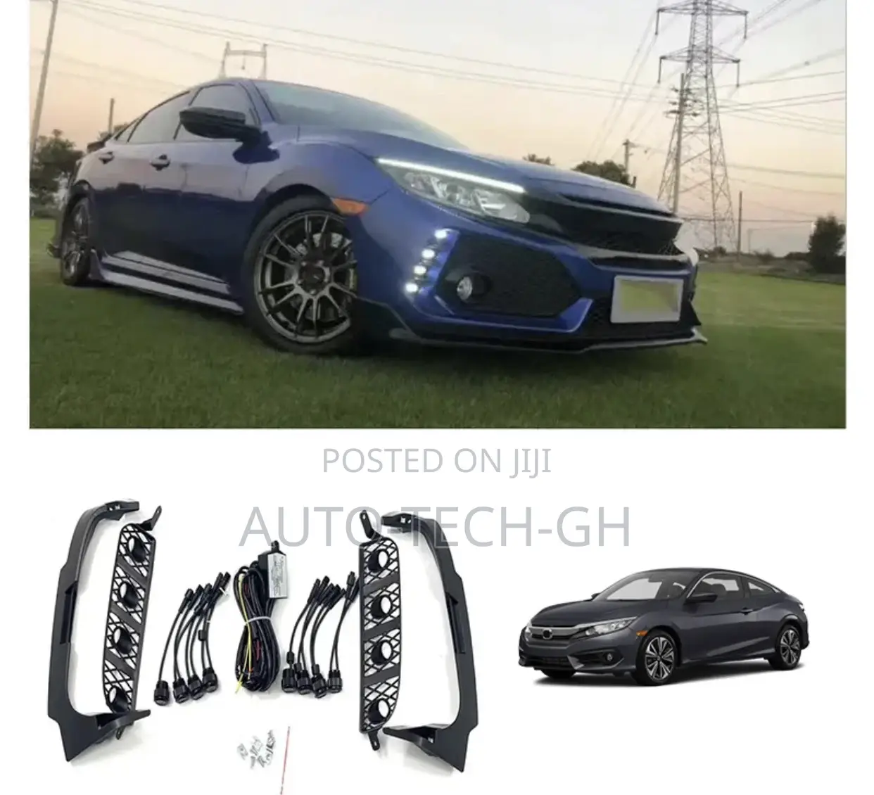 Front Bumper DRL Fog Light for Honda Civic 2016 +