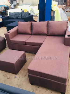 Strong Fabric L Shaped Sofa Chair With Center Table