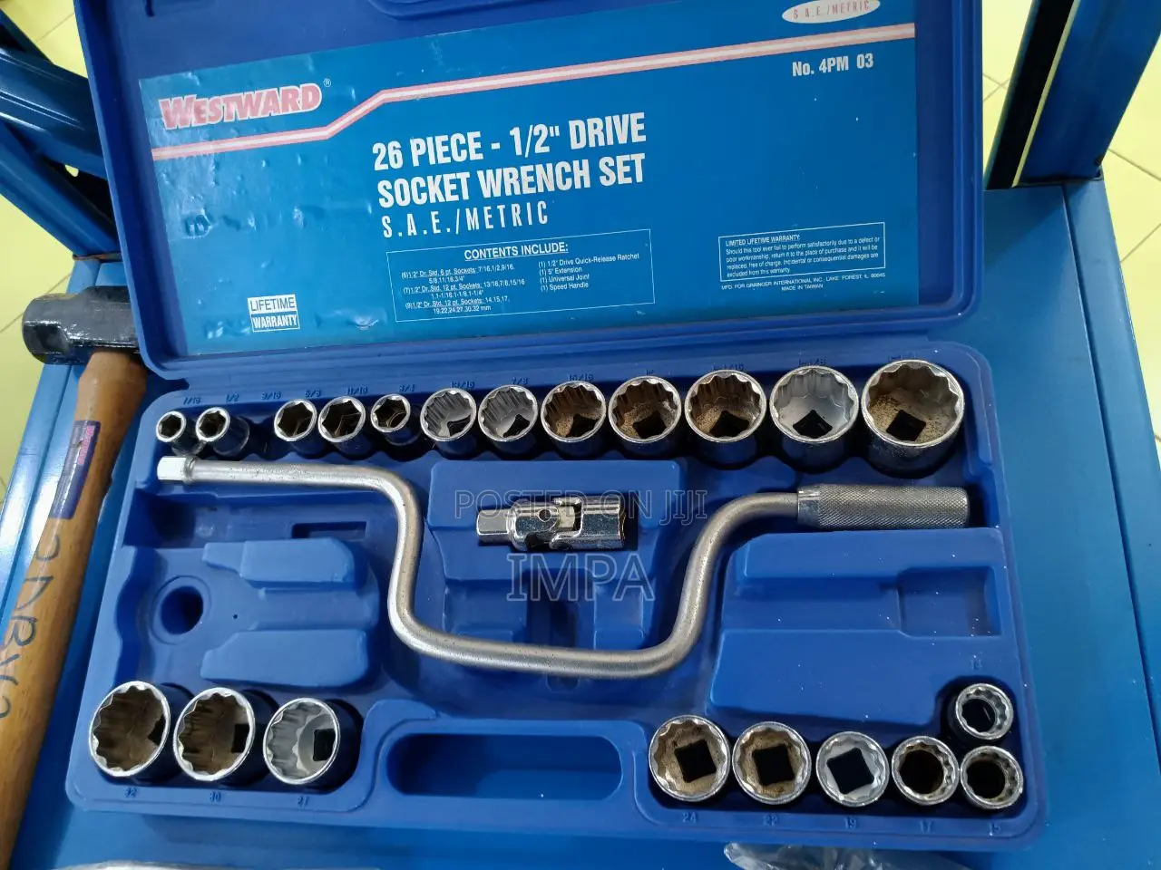 WESTWARD Socket Wrench Set: 1/2 in Drive Size, 26 Pieces,