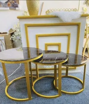 3 in 1 Glass Gold and Black Center Table / Coffee Table