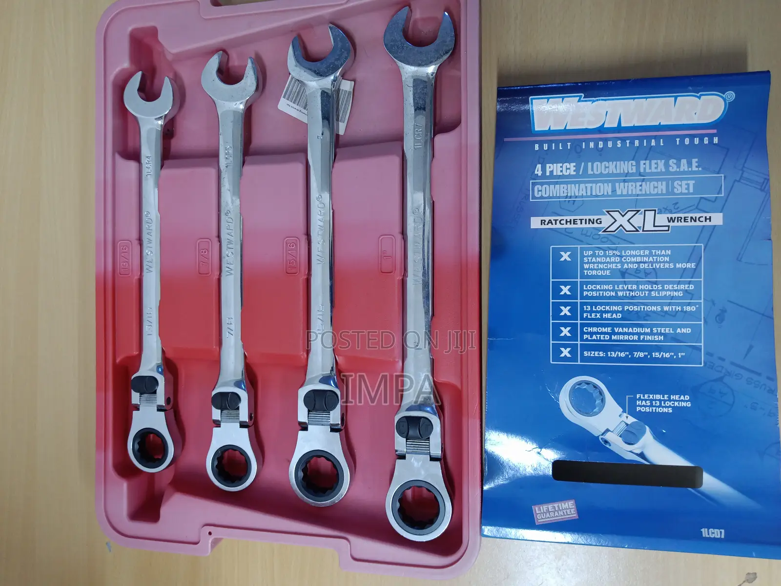 Westward 1LCD7 Ratcheting Wrench Set, Combo, SAE, 4 PC
