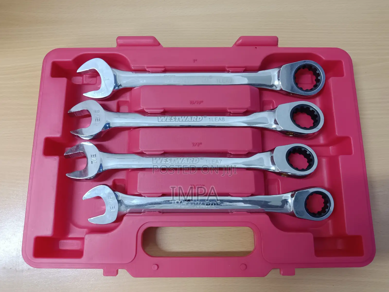 Westward 1LCD7 Ratcheting Wrench Set, Combo, SAE, 4 PC
