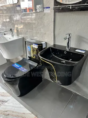 Frencia Black and Gold Water Closet With Basin