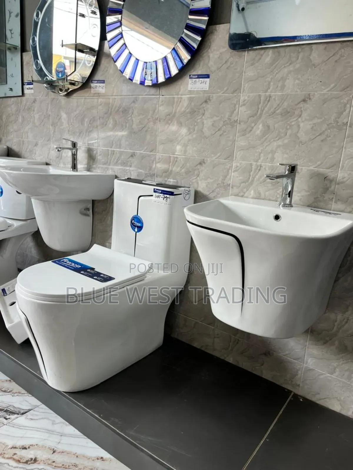 Frencia Black and White Combined Water Closet With Basin