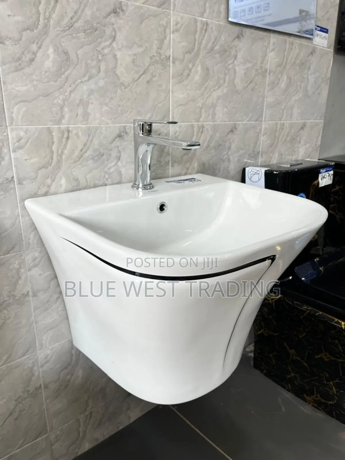 Frencia Black and White Combined Water Closet With Basin