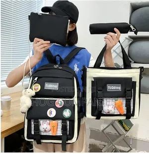 4pcs Unisex Backpack Laptop School Bag