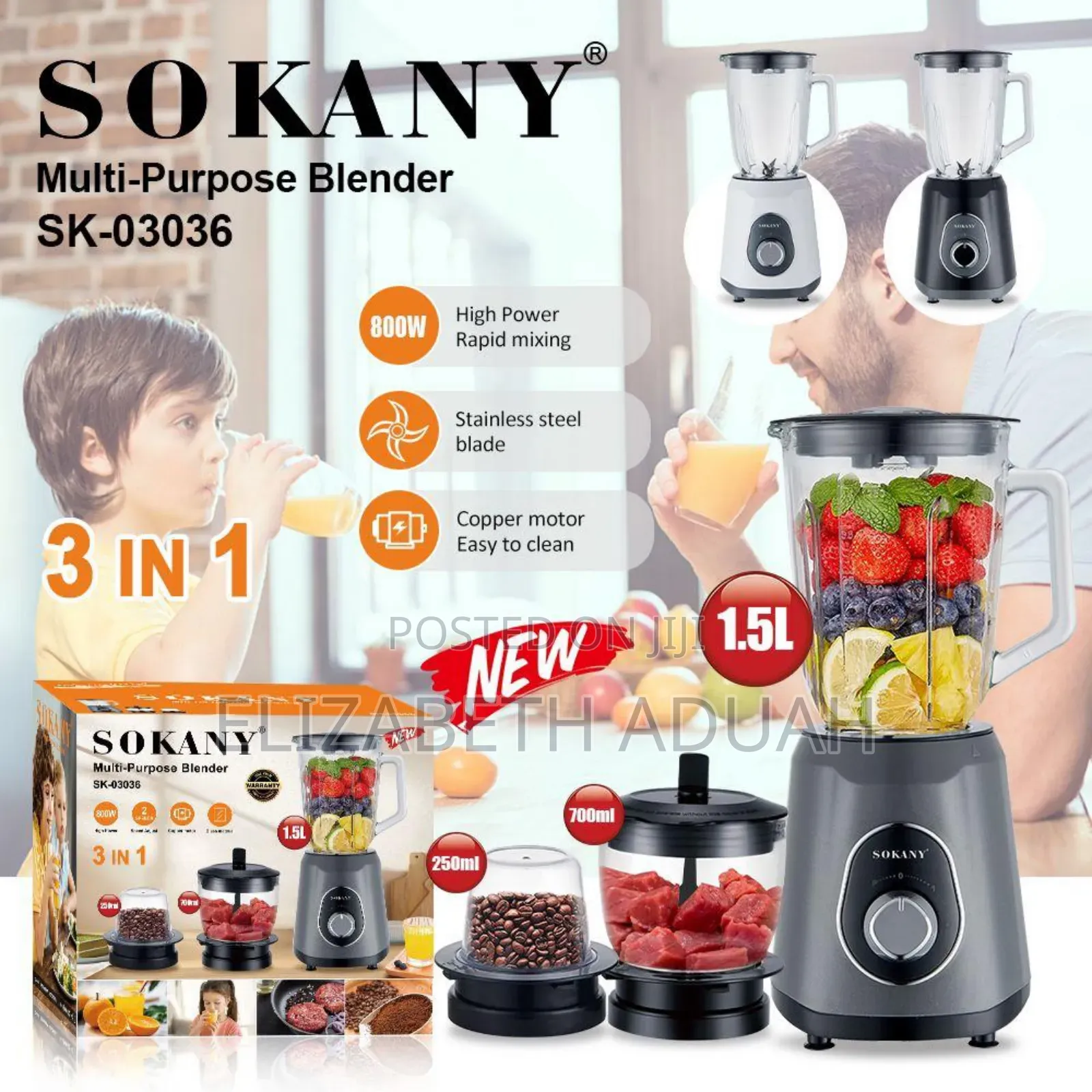 Sokany Three in One Blender