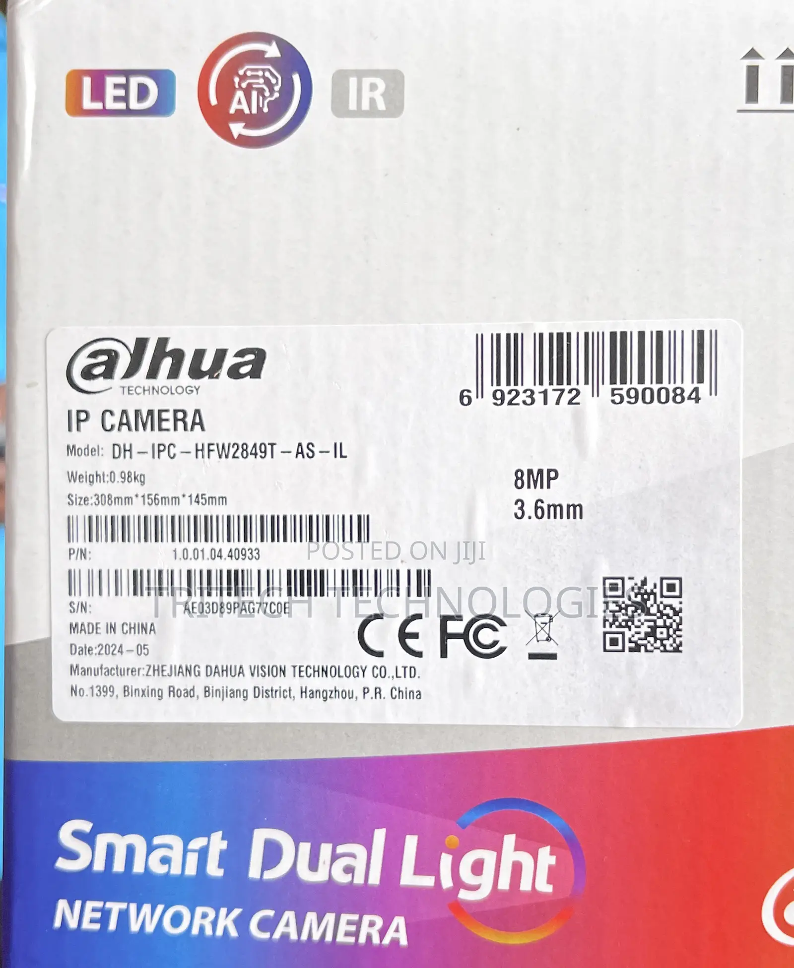 Dahua 8mp Wizsense Full Color Ip Camera Dh‐Ipc‐Hfw2849tp‐As‐Il