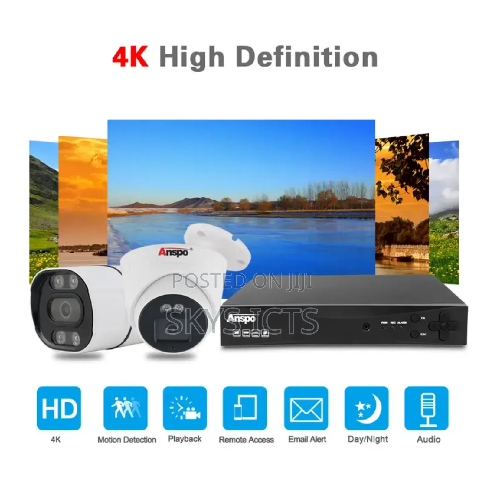 Anspo Full Colour 16ch 4mp Ip Poe CCTV With Audio Kit
