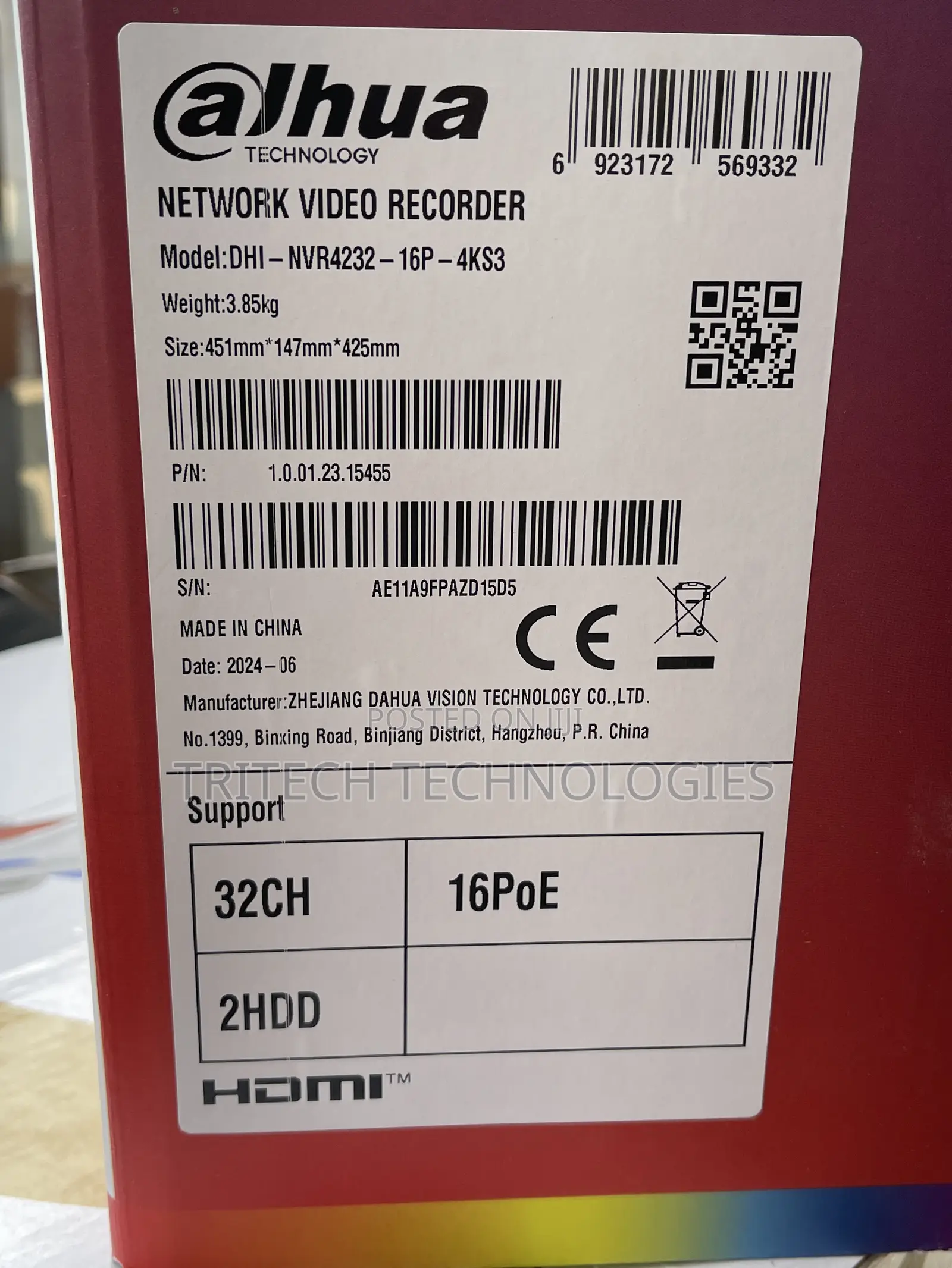 Dahua NVR 32ch Poe With 2hdd Nvr4232-16p-4ks3