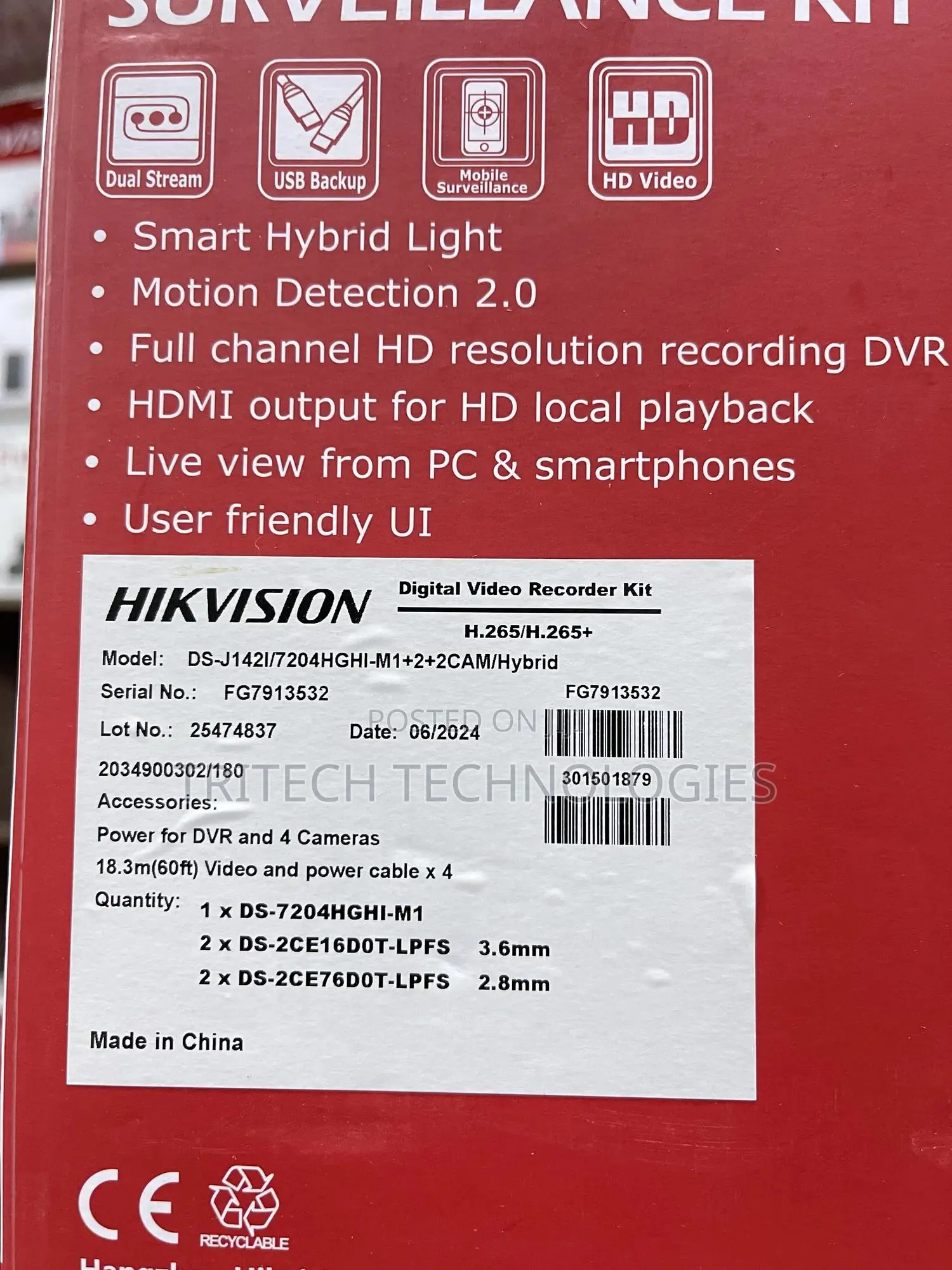 Hikvision 4ch Kit Full Color+Audio+1tb HDD 2024 Model