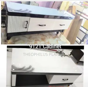 Tv Stand With Center Table Set / White and Black Touch