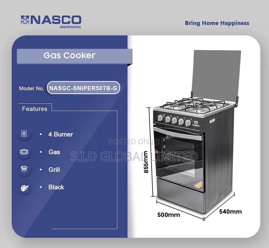 Authentic NASCO-4-BURNER-GAS-COOKER-WITH-GRILL