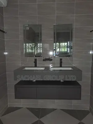 Black Marble Double Sink Cabinet