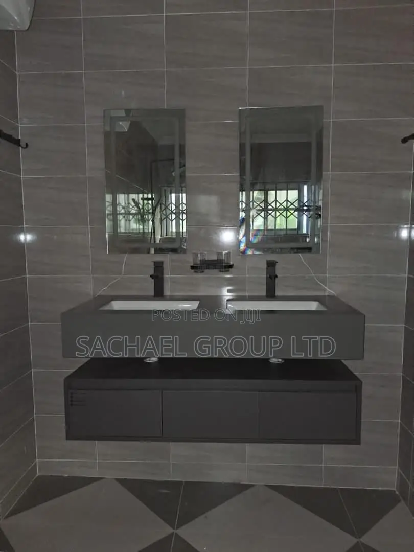 Black Marble Double Sink Cabinet