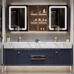 Marble Double Sink Cabinet With Led Light