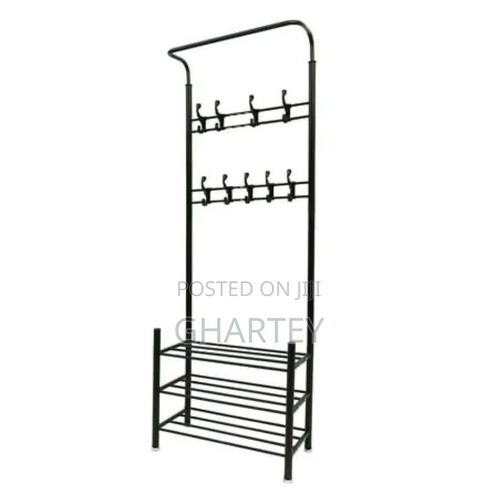 Foldable Coat Hat Rack With Shoe Racks Black