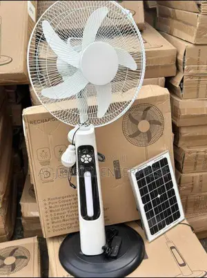 16” Solar and Electricity Rechargeable Fan With 2 Bulbs