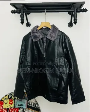 High Quality of Leather Winter Jacket Black Color Available