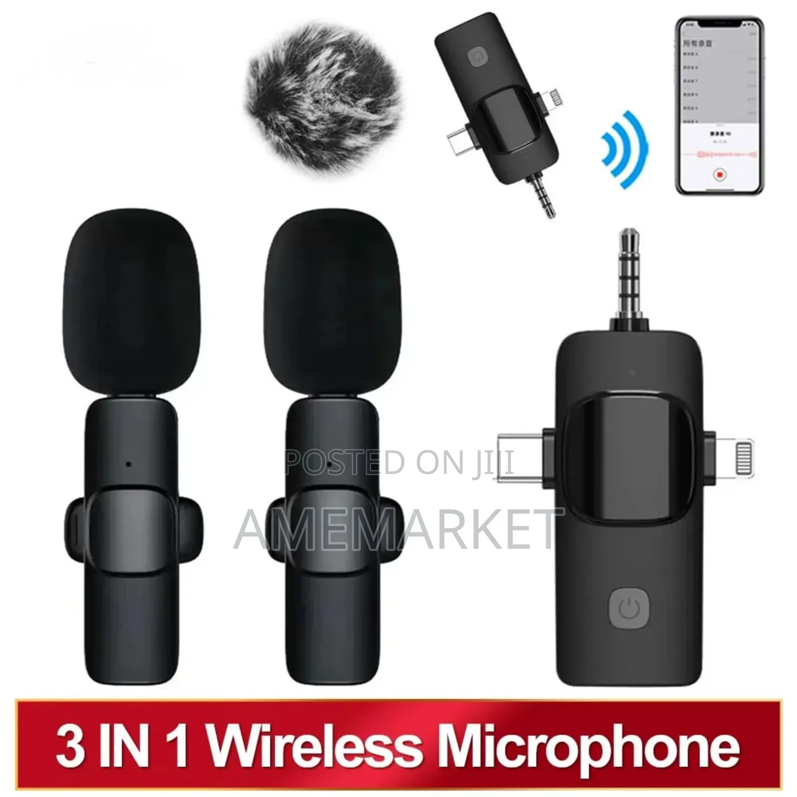3 in 1 Wireless Microphone for iPhone Android 3.5mm