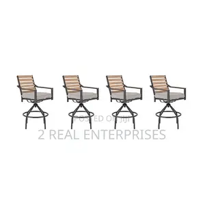 Allen + Roth Fairway Oaks 4 Set of Black Steel Frame Swivel
