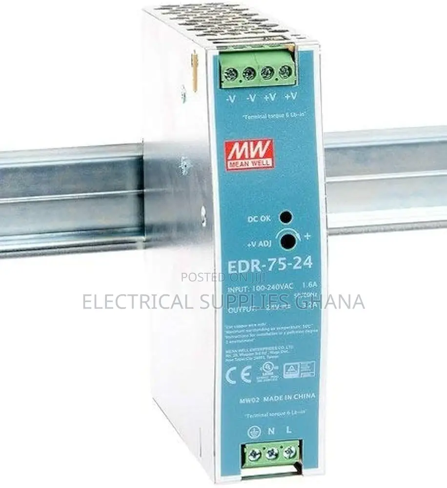 MEAN WELL Power Supply, 24 Volt, 3.2 Amp, 76.8 Watt