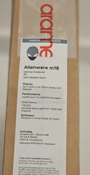 New Laptop Dell Alienware M18X R2 32GB Intel Core I9 SSD 1T