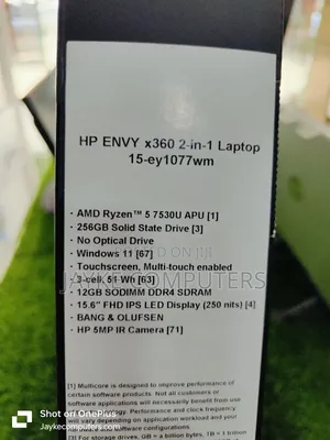 New Laptop HP Envy X360 12GB AMD Ryzen 5 SSD 256GB