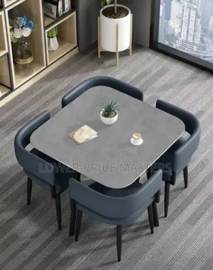 Modern 4 Chairs Marble Dining Table Set
