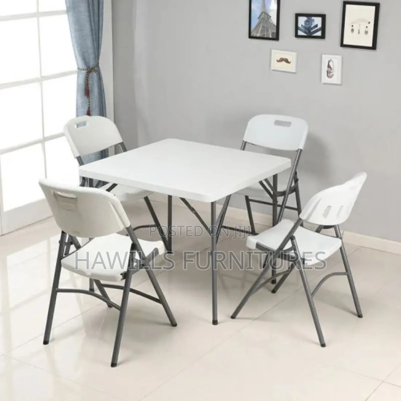 White Solid Foldable Table