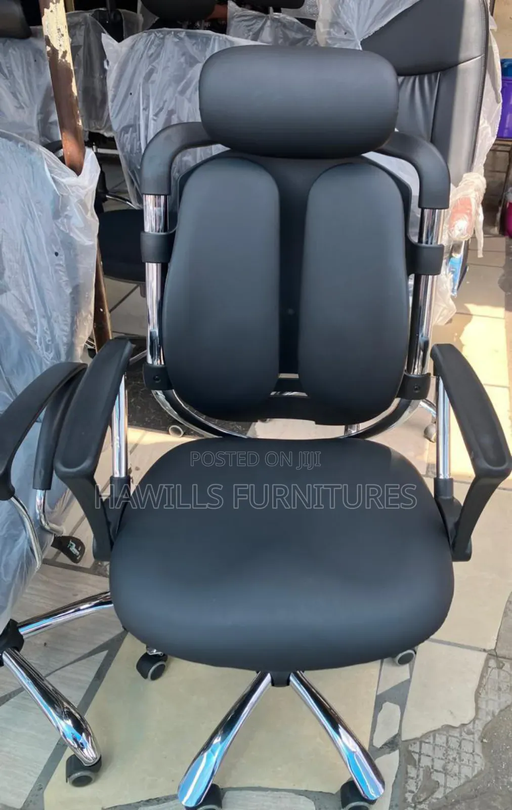 Black Orthopedic Chair for Back Massager