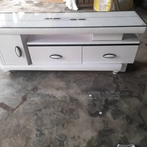 White Color TV Stand With 3 Drawers